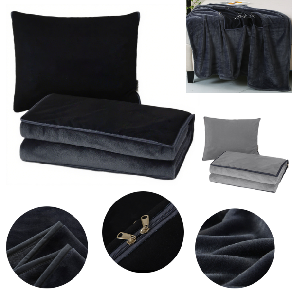Versatile Fleece Travel Pillow and Blanket Combo - Image 2