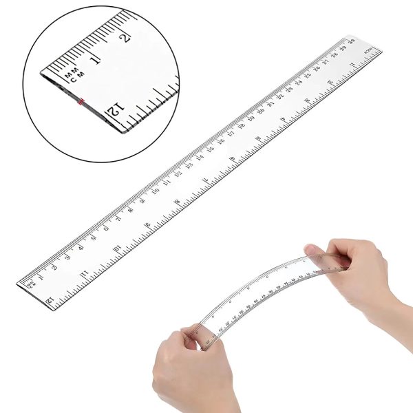Clear Plastic Measuring Ruler - 12.28 Inches - Image 2