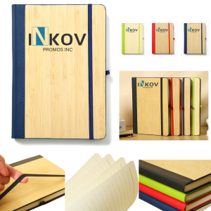 Eco-Friendly A5 Bamboo and PU Notebook with Custom Logo Option