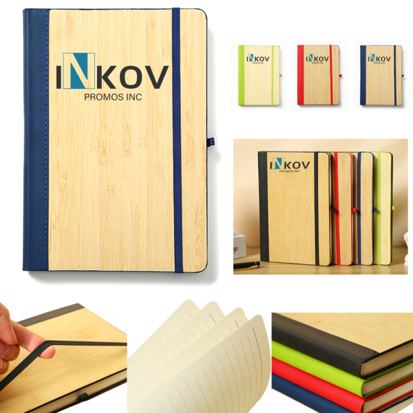 Eco-Friendly A5 Bamboo and PU Notebook with Custom Logo Option