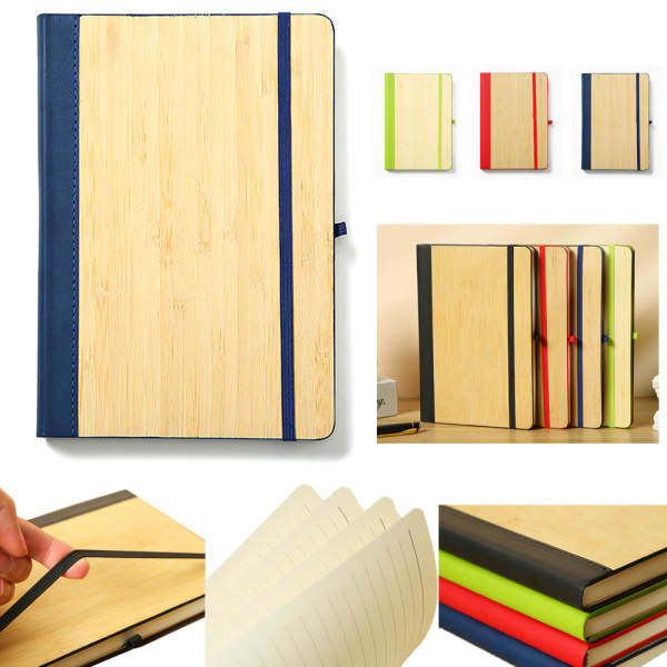 Eco-Friendly A5 Bamboo and PU Notebook with Custom Logo Option - Image 2